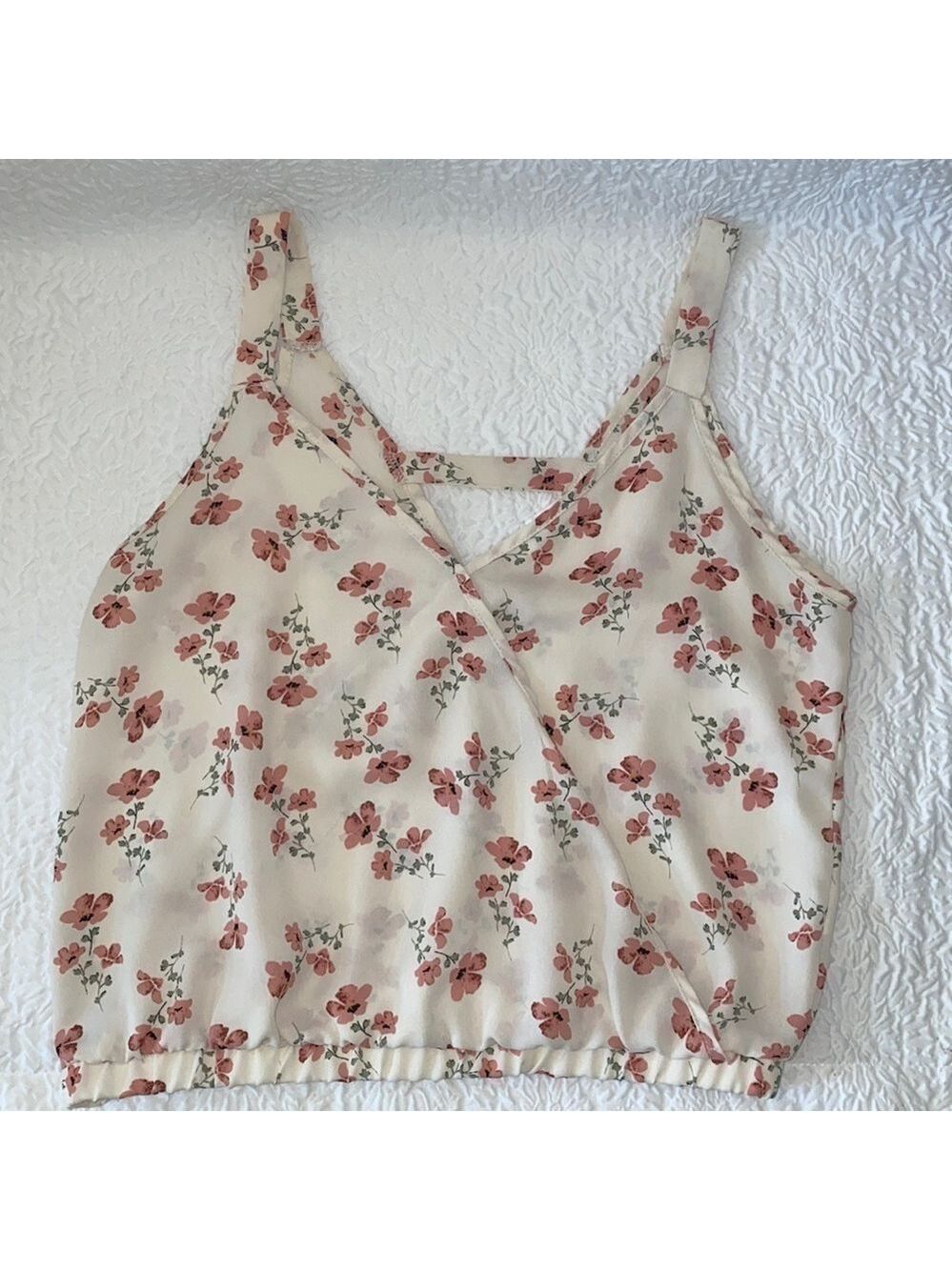 Sienna Sky Floral Print Crop Sleeveless Blouse